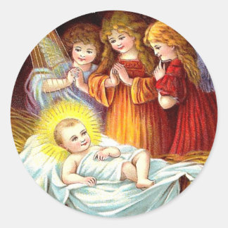 Pegatina Redonda Bebé Jesús