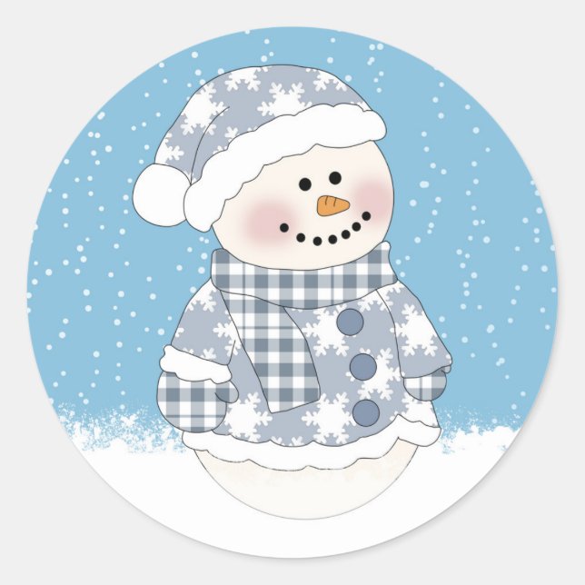 Pegatina Redonda Bebé lindo Snowman Christmas Sticker (Anverso)