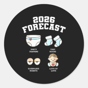 Pegatina Redonda Bebé Llegando Pronto Pronóstico 2026 Shower de Beb