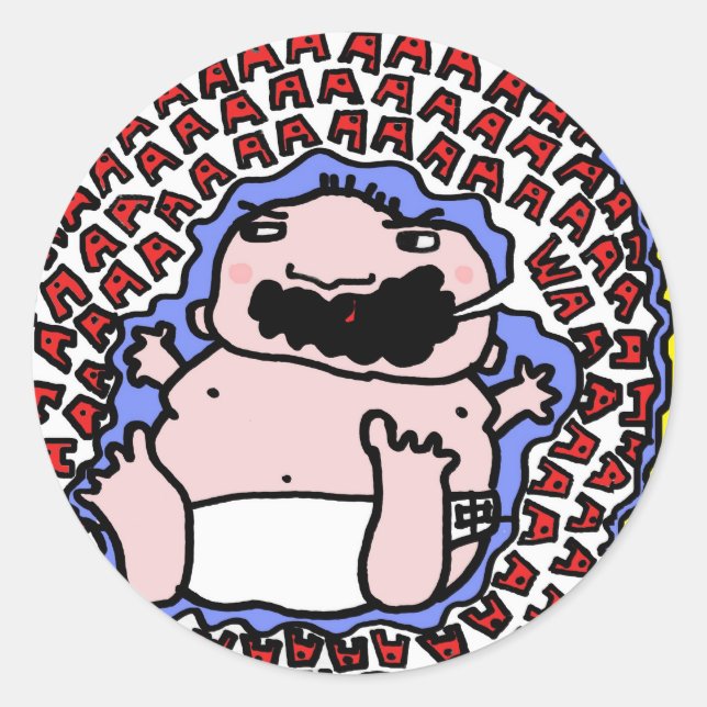 Pegatina Redonda bebé lloroso (Anverso)