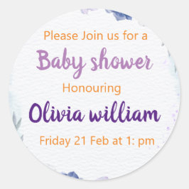 Pegatina Redonda Bebé morado y azul turbio