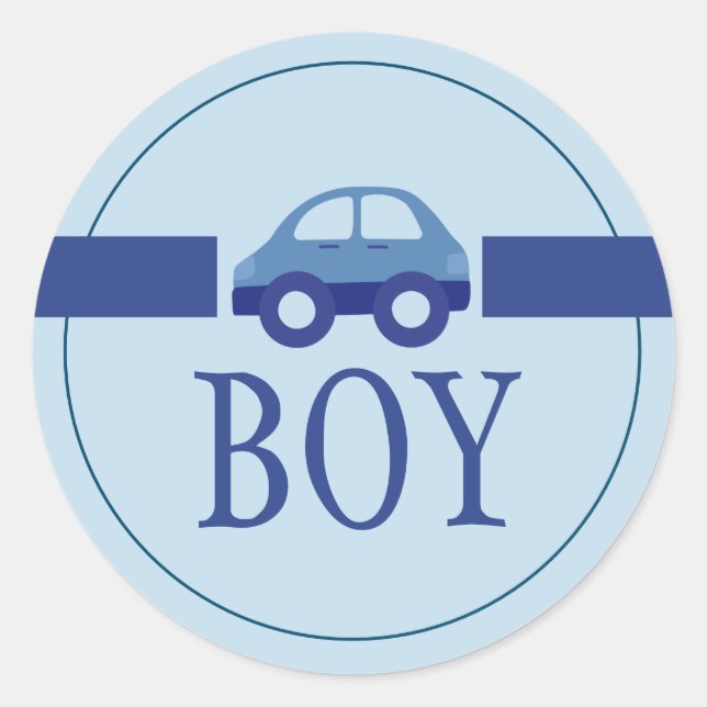 Pegatina Redonda Bebé niño azul género revelar Fiesta clásico (Anverso)