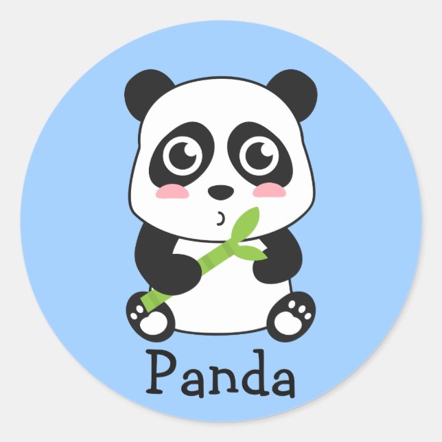 Pegatina Redonda Bebé panda lindo y adorable (Anverso)