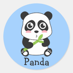 Pegatina Redonda Bebé panda lindo y adorable
