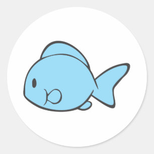 Pegatina Redonda Bebé Pescado Azul Natación