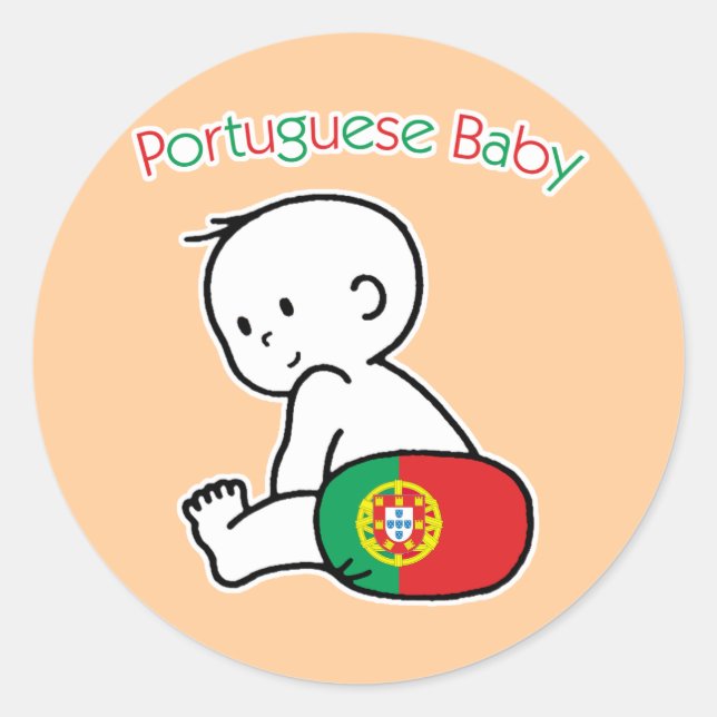 Pegatina Redonda Bebé portugués (Anverso)