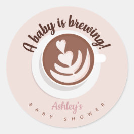 Pegatina Redonda Bebé prepara café Brunch Baby Shower Sprinkle