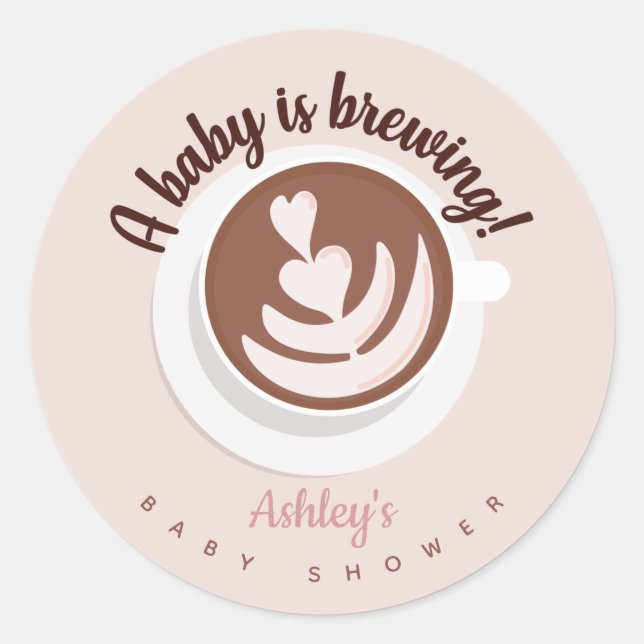 Pegatina Redonda Bebé prepara café Brunch Baby Shower Sprinkle (Anverso)