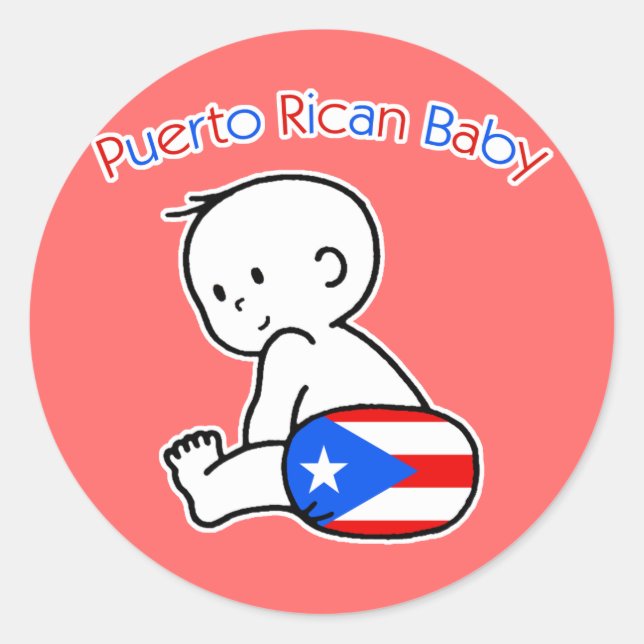 Pegatina Redonda Bebé puertorriqueño (Anverso)