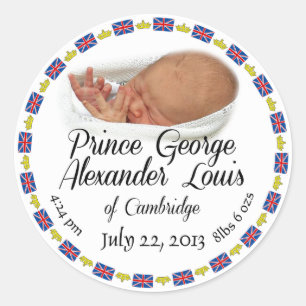 Pegatina Redonda Bebé real - príncipe George Alexander Louis