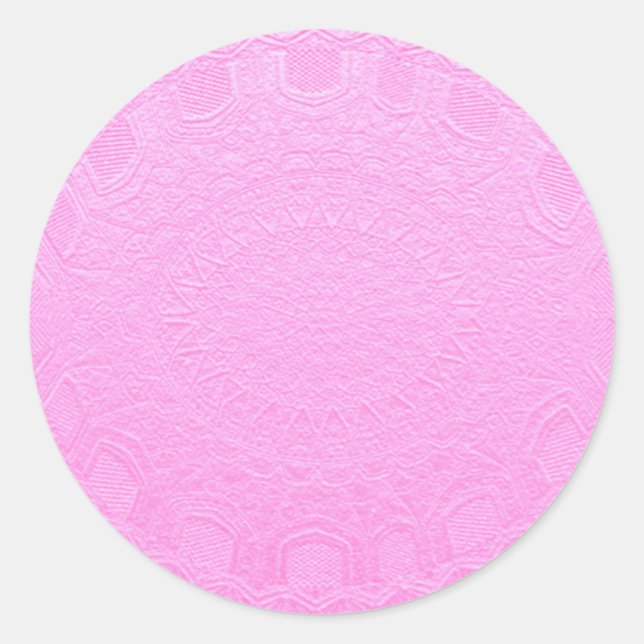 Pegatina Redonda Bebé Rosa Plateado Foil Estampado en Relieve (Anverso)