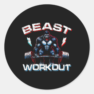 Pegatina Redonda Bebe Silverback Deadlift Gym Chistes Gorilla Worko
