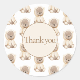 Pegatina Redonda Bebé simple color de agua del oso gracias