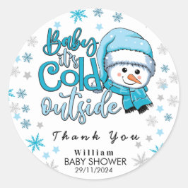 Pegatina Redonda bebe su frío afuera gracias
