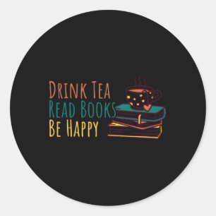 Pegatina Redonda Bebe Tea Read Books Be Happy