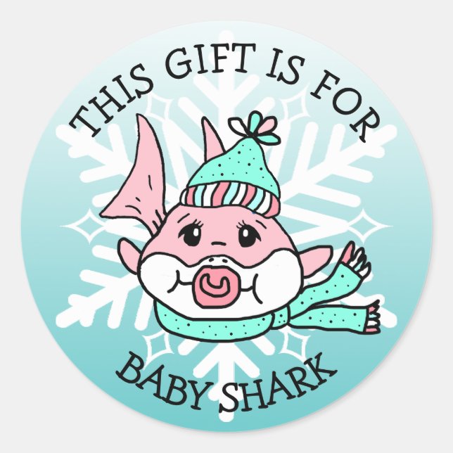 Pegatina Redonda Bebé tiburón, este regalo si por los Navidades de  (Anverso)