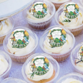 Pegatina Redonda Bebé tropical exótico Parrots salvajes Baby Shower