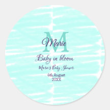 Bebé verde pastel en flor monograma baby shower te