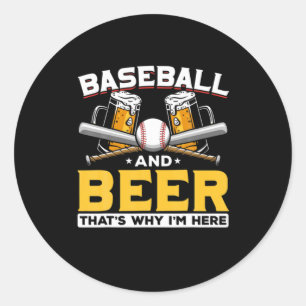 Pegatina Redonda Bebedor de cerveza béisbol humor de cerveza cumple