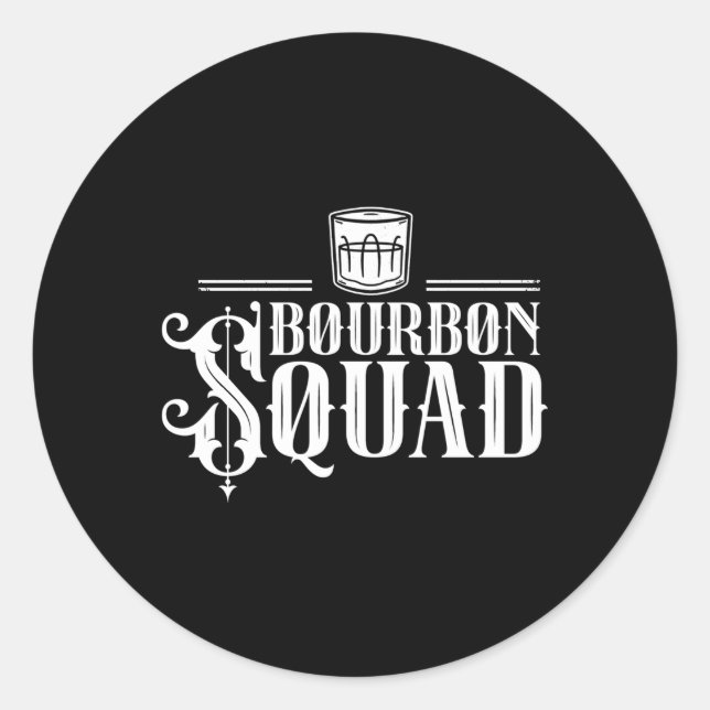 Pegatina Redonda Beber Bebida Bourbon Squad (Anverso)