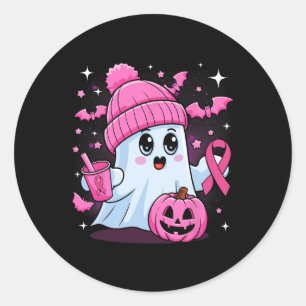 Pegatina Redonda Beber café dulce Fantasma Fantasma Halloween