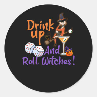Pegatina Redonda Beber de Bunco Halloween y hacer redar la fiesta d