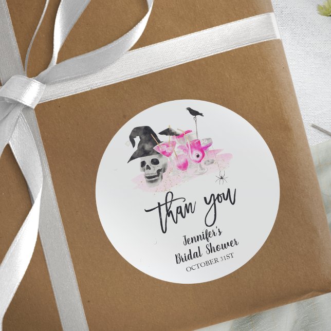 Pegatina Redonda Beber Whitch Pink Halloween Bridal Shower (Subido por el creador)