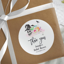 Pegatina Redonda Beber Whitches Halloween Bridal Shower