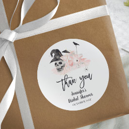 Pegatina Redonda Beber Whitches Halloween Bridal Shower