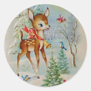 Pegatina Redonda Bebés Navidades ventilado Deer