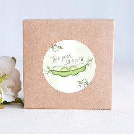 Pegatina Redonda Bebés verdes y pequeños gemelos de dos guisos en u