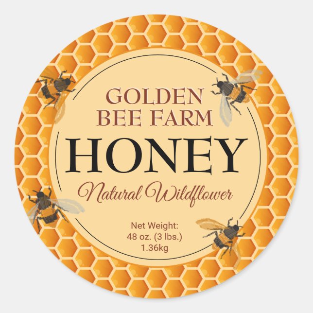 Pegatina Redonda Bebés y abejas (Anverso)
