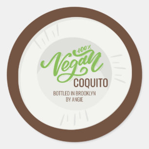Pegatina Redonda Bebida Coquito Vegan Coconut