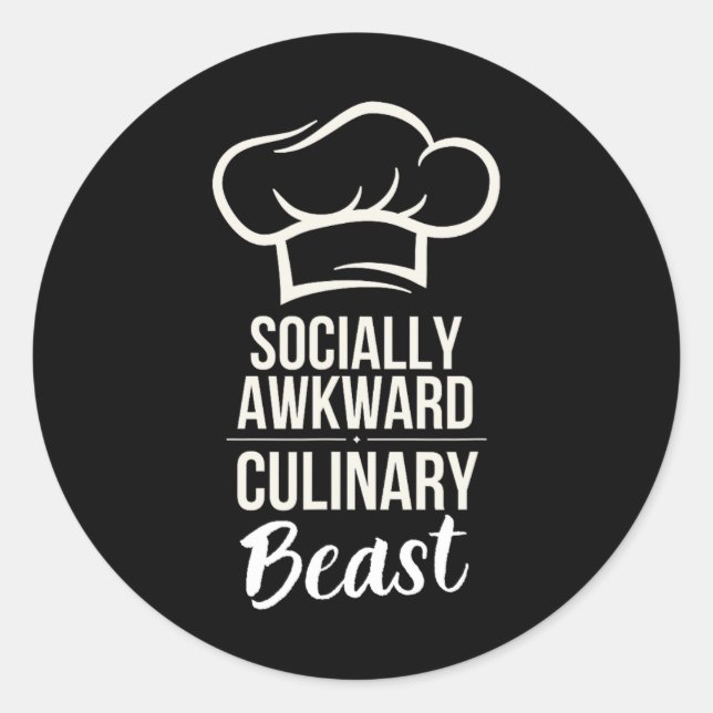 Pegatina Redonda Bebida culinaria incómoda Graciosa Cocinera Ki (Anverso)