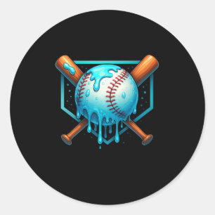 Pegatina Redonda Bebida De Béisbol Para Niños, Ba Juvenil Con Helad