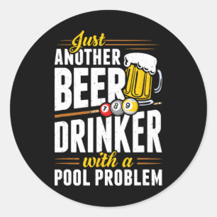 Pegatina Redonda Bebida De Cerveza Snooker Con El Reproductor De Po