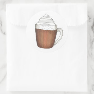 Pegatina Redonda Bebida Navidad de invierno de chocolate caliente