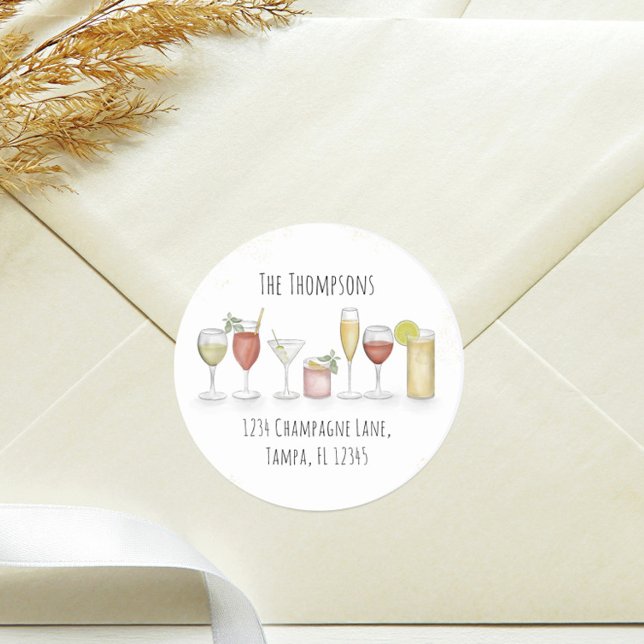 Pegatina Redonda Bebidas de cóctel de dirección de devolución de ac (Subido por el creador)