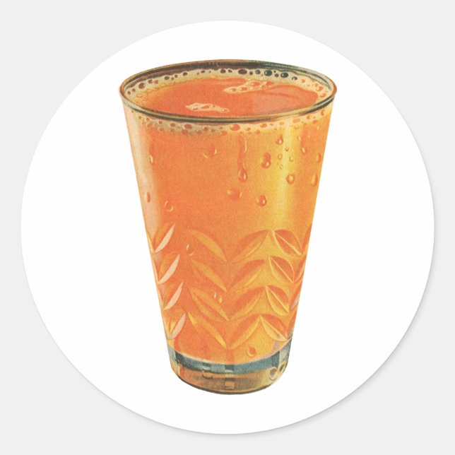 Pegatina Redonda Bebidas de época, desayuno de zumo de Naranja (Anverso)