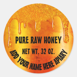 Pegatina Redonda Bebidas doradas de miel de abeja