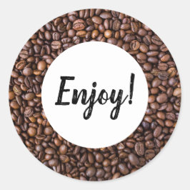 Pegatina Redonda Bebidas para café - Personalizado Disfruta
