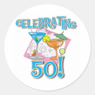 Pegatina Redonda Bebidas tropicales celebrando 50