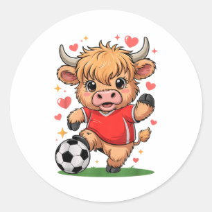 Pegatina Redonda Becerra de fútbol lindo solo chica que ama Co High