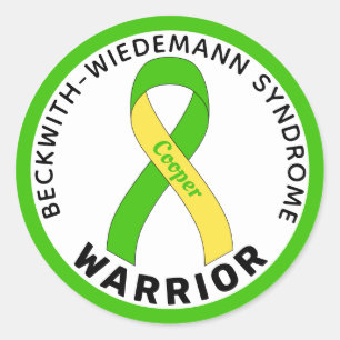 Pegatina Redonda Beckwith-Wiedemann Syndrome Warrior Ribbon White