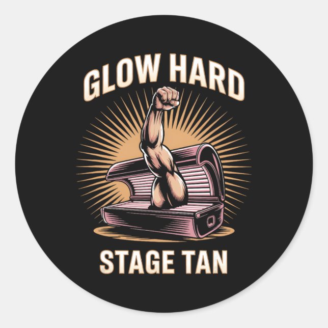 Pegatina Redonda Bed de entrenamiento Glow Hard Competitors Fitness (Anverso)