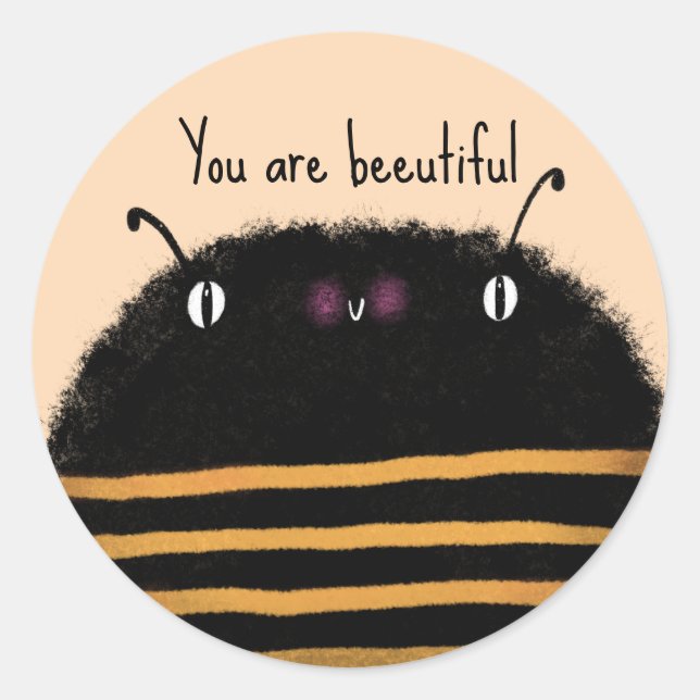 Pegatina Redonda Bee (Anverso)