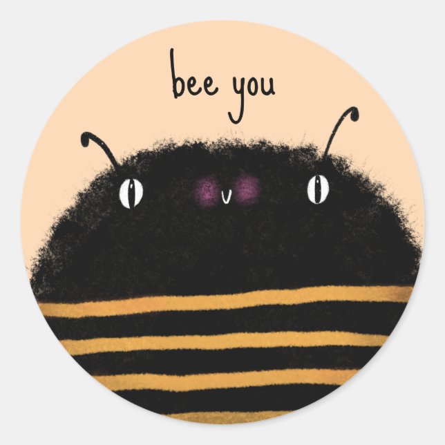 Pegatina Redonda Bee (Anverso)