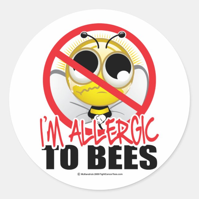 Pegatina Redonda Bee Allergy (Anverso)