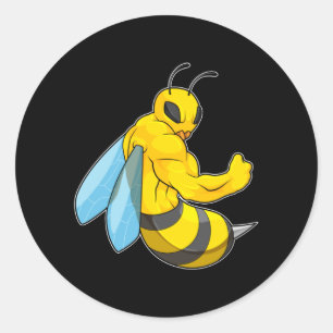 Pegatina Redonda Bee as Bodybuilder