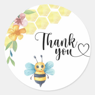 Pegatina Redonda Bee baby ducha gracias